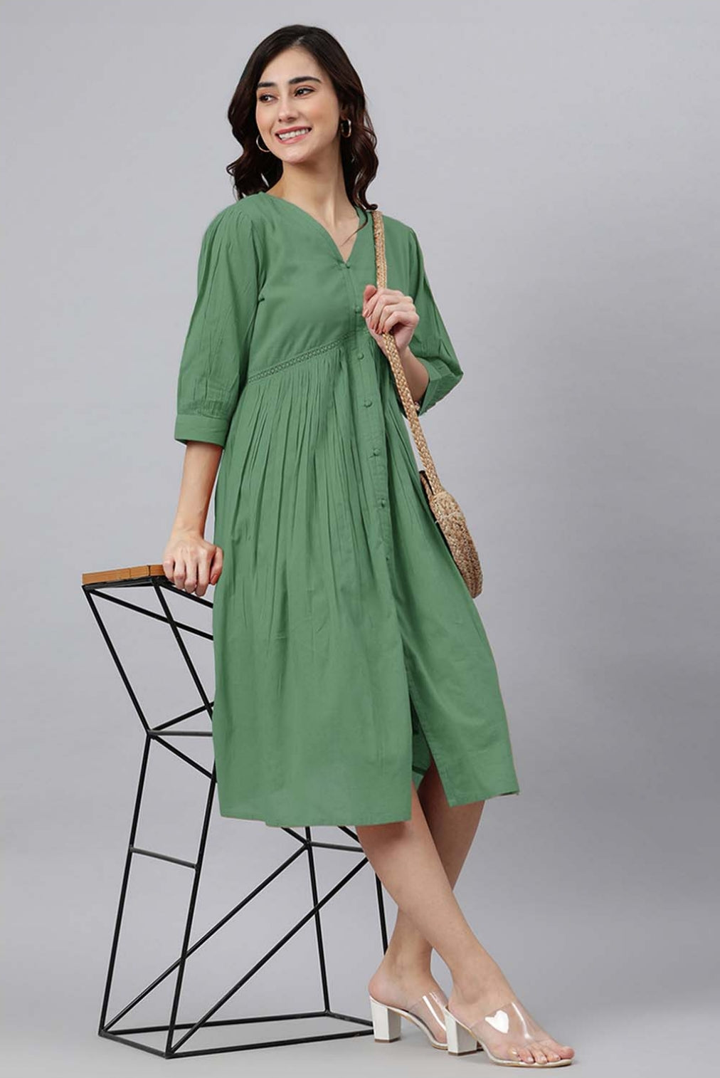 Janasya
Women Fit and Flare Midi Dress