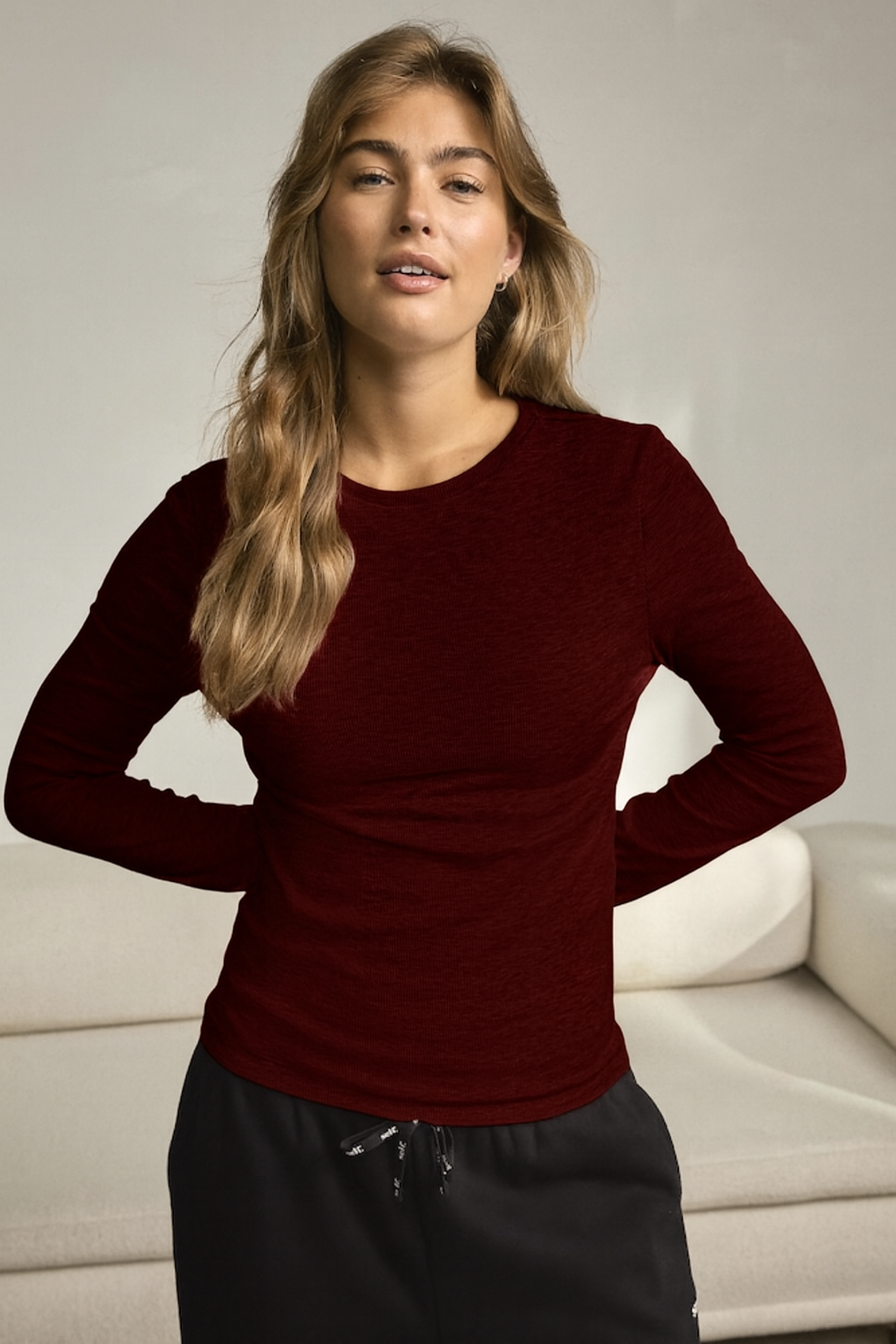 Women full sleeves tshirt, fabric in pure Cotton with lycra.