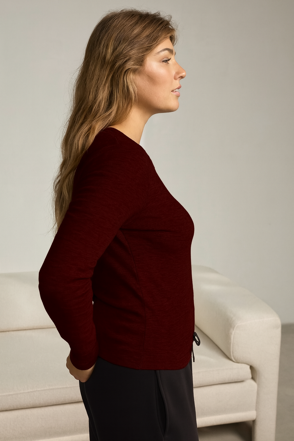 Women full sleeves tshirt, fabric in pure Cotton with lycra.