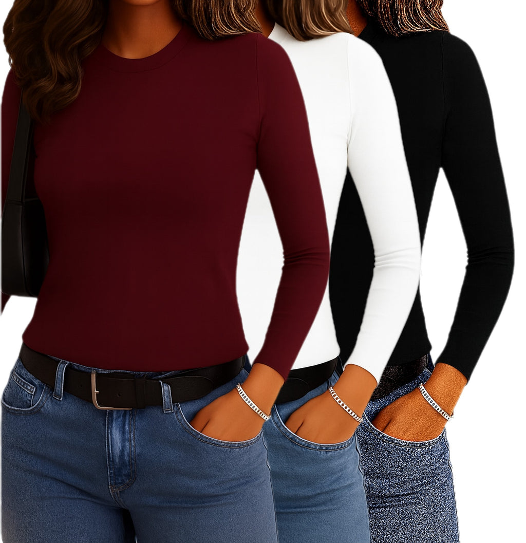 Women's Beige colour Long Sleeve T-Shirt, Slim Fit Lightweight Casual Tops, Natural Comfortable 100% Cotton, S-2XL