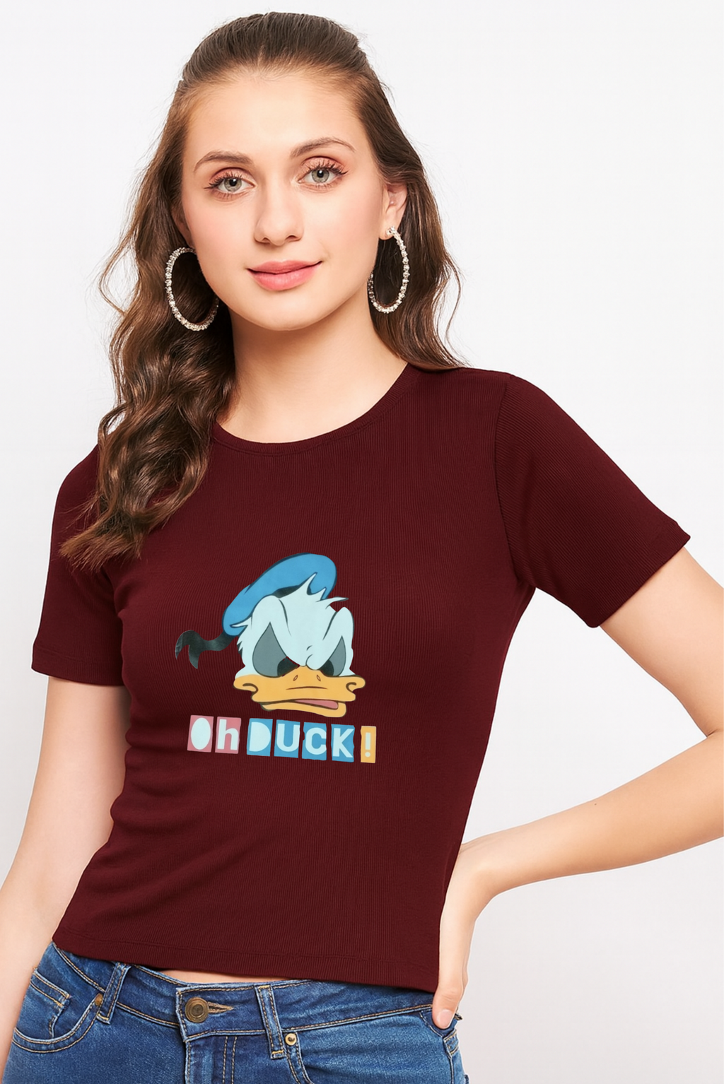 Women character tshirt, fabric in pure Cotton with lycra.