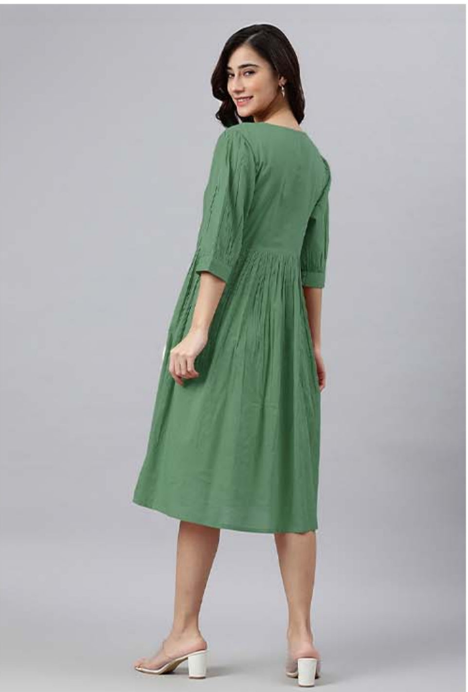 Janasya
Women Fit and Flare Midi Dress