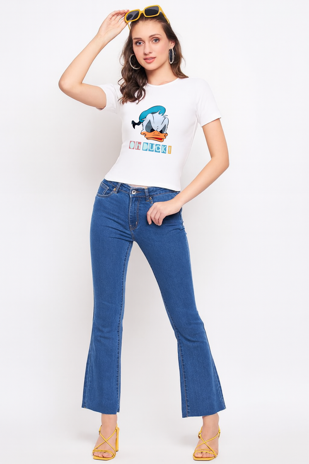 Women character tshirt, fabric in pure Cotton with lycra.